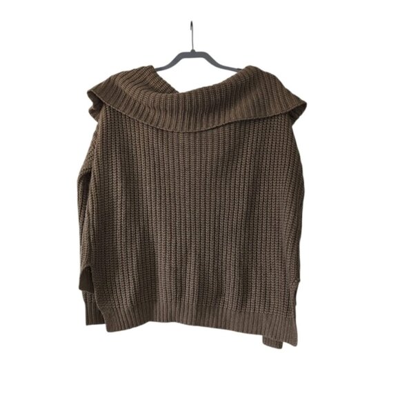 Sndys Chunky Oversized Cowl Neck Lounge Boho Olive Green Sweater L - Picture 3 of 9